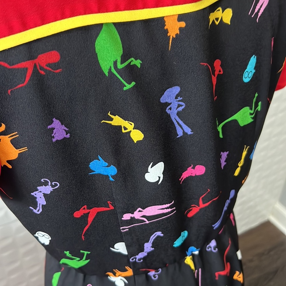 Women's Black Pixar Ladies Printed Jumpsuit with Red Sleeves - Picture 7 of 7